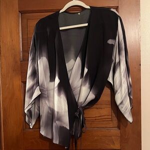 Elie Tahari Black and White Silk Blouse